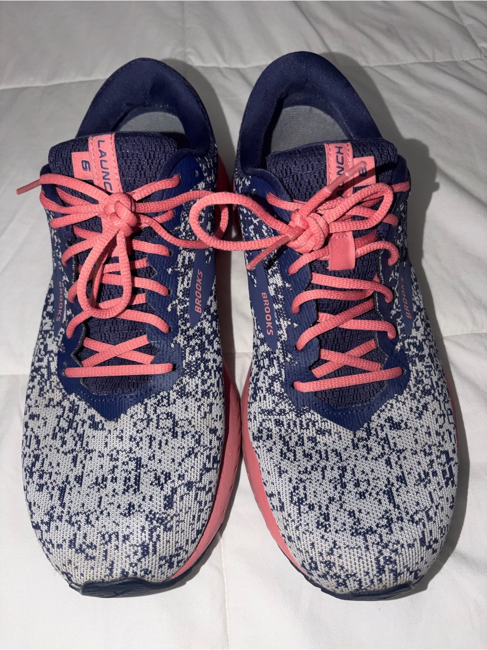 Brooks Women's Navy and Pink Knit Running Shoes